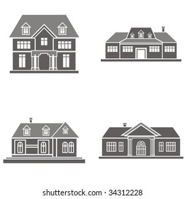 Vector illustrations of four houses. Great design elements for various projects!