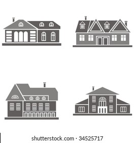 Vector illustrations of four houses. Great design elements for various projects!
