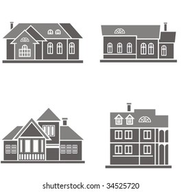 Vector illustrations of four houses. Great design elements for various projects!