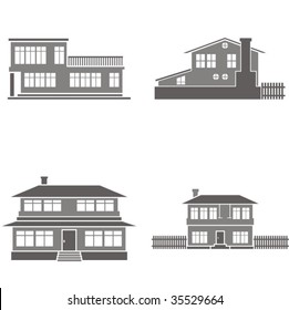 Vector illustrations of four houses. Great design elements for various projects!