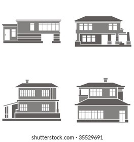 Vector illustrations of four houses. Great design elements for various projects!