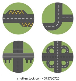 Vector Illustrations Freeway Cloverleaf Intersection Railway Stock ...