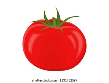 Vector illustrations. Fresh and ripe tomato on a white background.