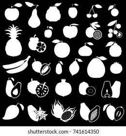 Vector illustrations of fruits set on black background