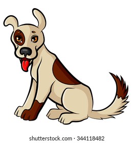 Vector illustrations of funny cartoon cute dog
