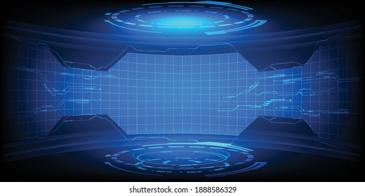 Vector illustrations of futurisitc high tech digital stage layout for showcase for advertising background and game graphic artwork.Digital technology concepts.