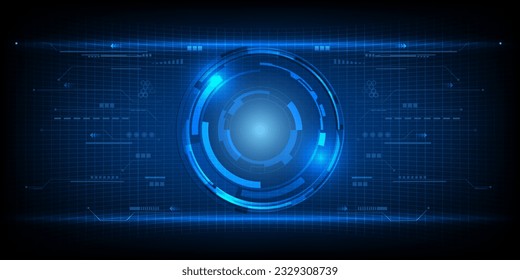 Ilustraciones vectoriales de pantalla de color azul futurista con circuito digital de alta tecnología para publicidad de productos y arte de juegos.Conceptos de tecnología futurista.