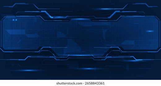 Vektorgrafiken der futuristischen blauen Digitalbildschirm-Anzeige und Layout mit digitalen High-Tech-Element Gitter Linie und Schaltungen.Digitale Innovation und Technologie-Konzepte.	