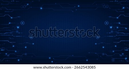 Vector illustrations of Futuristic blue digital screen display and layout with digital hi tech element grid line and circuits.Digital innovation and technology concepts.