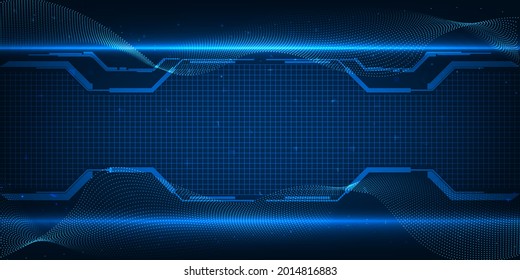 Vector illustrations of futuristic blue hi-tech element with grid line and circuit for advertising layout and game development artwork.Future technology and innovation concepts.