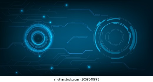 Vector illustrations of futuristic blue hi-tech element with grid line and circuit for advertising layout and game development artwork.Future technology and innovation concepts.