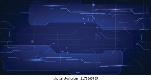 Vector illustrations of futuristic blue hi-tech element with grid line and circuit for advertising layout and game development artwork.Future technology and innovation concepts.