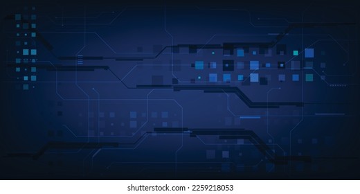 Vector illustrations of futuristic blue hi-tech element with grid line and circuit for advertising layout and game development artwork.Future technology and innovation concepts.