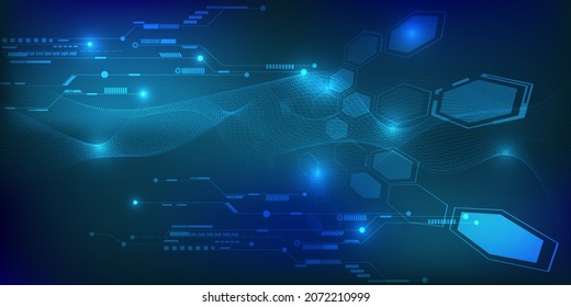 Ilustraciones vectoriales de tecnología digital de alta tecnología y ciencia ficción.Tecnología azul futurista y concepto digital.