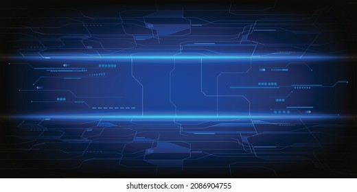 Vector illustrations of Futuristic digital horizon with future tech grid line pattern abstract blue hi tech technology artwork and background.