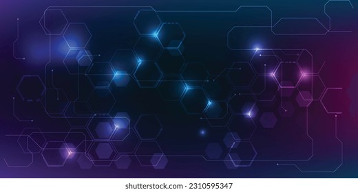 Vector illustrations of futuristic digital horizontal space with net waveform and hexagonal network abstract blue future tech artwork.Futuristic and digital technology concepts.