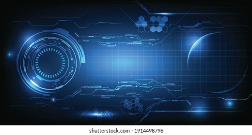 Vector illustrations of futuristic digital HUD included hi tech digital circuit patterns grid and line glowing light effect around.Digital communication technology concepts.