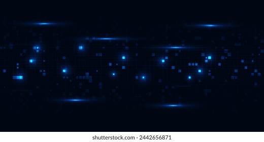 Ilustraciones vectoriales de innovación y tecnología digital futurista con elemento digital y red de circuitos de línea de cuadrícula para publicidad y arte de juegos. Conceptos de diseño de tecnología futura.