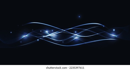 Vektorgrafiken der Futuristischen Digitaltechnologie mit dynamischen Fließdaten in waveform oder dot connect.Digitale Informationen - Big-Data-Innovationstechnologie-Konzepte.
