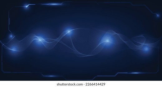 Vector illustrations of Futuristic digital technology with dynamic flowing data in waveform or dot connecting.Digital information big data innovation technology concepts.