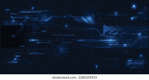 Vector illustrations of futuristic digital technology background with digital element and grid line circuit network for advertising and game artwork.Future tech design concepts.