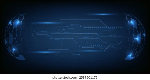 Vector illustrations of futuristic digital technology background with digital element and grid line circuit network for advertising and game artwork.Future tech design concepts.
