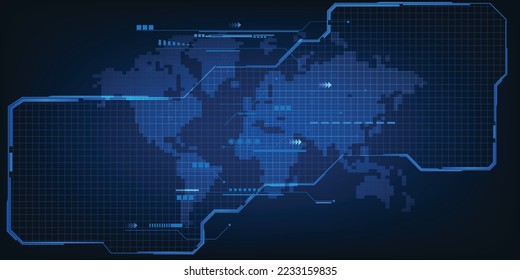 Vector illustrations of futuristic digital world strategy with horizon space for advertising and game artwork.Future tech design concepts.