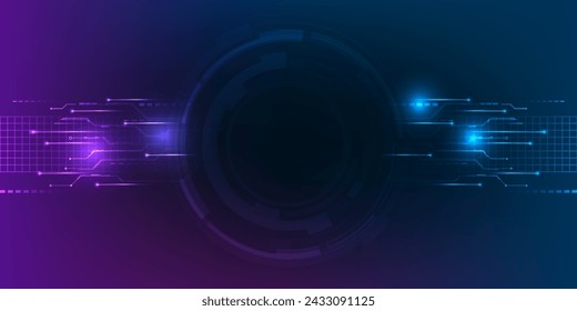 Vector illustrations Futuristic hi-tech digital space and layout with digital HUD and circuit connecting network for product advertising showcase.Futuristic digital technology concepts.