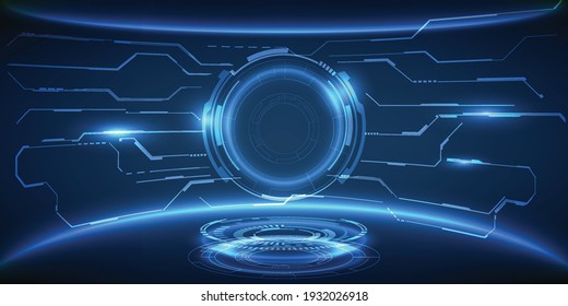 Deslumbrante diseño de escenarios tecnológicos de alta tecnología arquitectura interior de tecnología.Concepto de tecnología digital.Ilustraciones vectoriales.