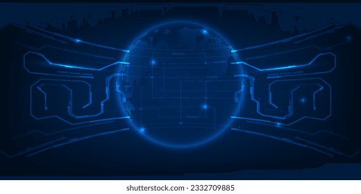 Ilustraciones vectoriales Diseño escénico futurista de alta tecnología con red de circuitos digitales para el escaparate publicitario de productos.Conceptos de tecnología digital futurista.