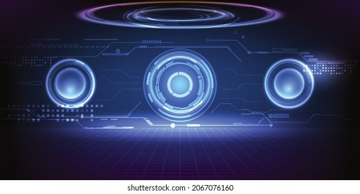 Estadio de diseño de tecnología digital de ciencia ficción futurista para la pantalla de presentación y presentación.Ilustraciones vectoriales. 