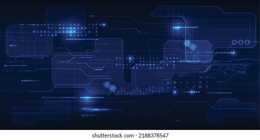 Vector illustrations of futuristic screen display for horizontal layout showcase with optic screen and digital element grid line circuit decor.Future digital innonvation and technolog concepts.