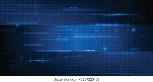 Vector illustrations of futuristic screen display for horizontal layout showcase with optic screen and digital element grid line circuit decor.Future digital innonvation and technolog concepts.
