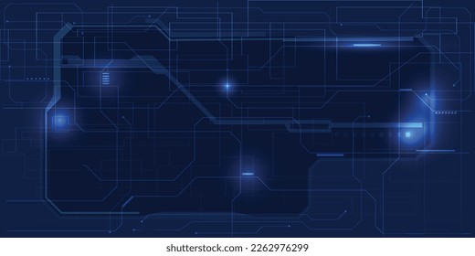 Vector illustrations of futuristic screen display for horizontal layout showcase with optic screen and digital element grid line circuit decor.Future digital innonvation and technolog concepts.