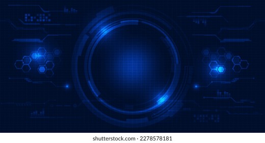 Vector illustrations of futuristic screen display for horizontal layout showcase with optic screen and digital element grid line circuit decor.Future digital innonvation and technolog concepts.