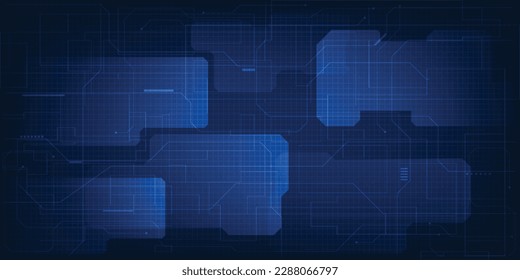Vector illustrations of futuristic screen display for horizontal layout showcase with optic screen and digital element grid line circuit decor.Future digital innonvation and technolog concepts.