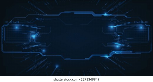 Vector illustrations of futuristic screen display for horizontal layout showcase with optic screen and digital element grid line circuit decor.Future digital innonvation and technolog concepts.