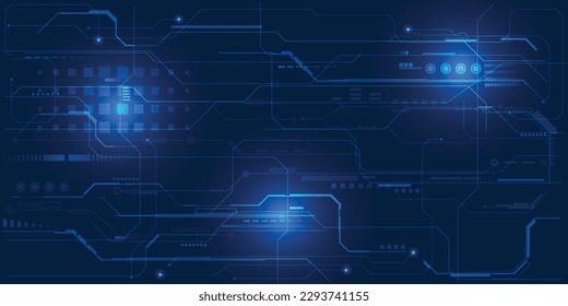 Ilustraciones vectoriales de pantalla futurista para presentación horizontal con decoración de circuito de línea de cuadrícula de elementos digitales.Futuras innovaciones digitales y conceptos tecnológicos.