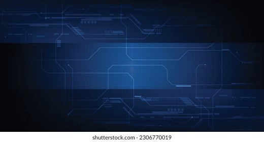 Vector illustrations of futuristic screen display for horizontal layout showcase with digital element grid line circuit decor.Future digital innonvation and technolog concepts.