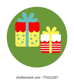Vector illustrations of gift box. 	
Gift boxes, presents isolated on white. Colorful wrapped. Sale, shopping concept. Collection box for Birthday, Christmas. 