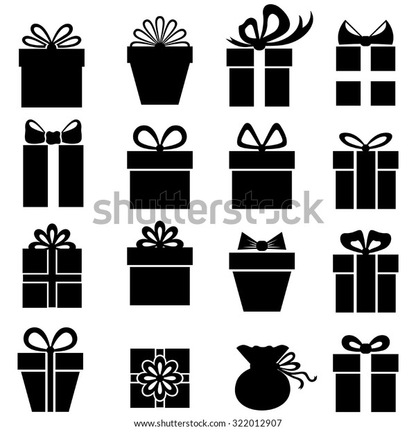 Vector Illustrations Gifts Silhouette Set Stock Vector (Royalty Free ...