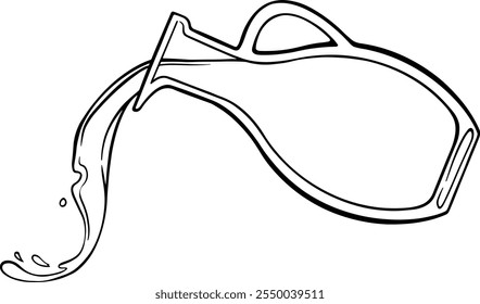 Vektorgrafiken einer Glasflasche Olivenöl. Schwarzweißkunst.