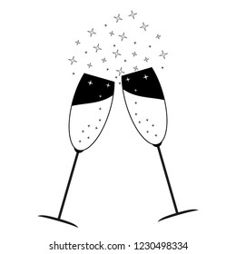 vector illustrations glasses of champagne 