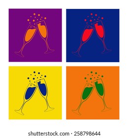 vector illustrations glasses of champagne