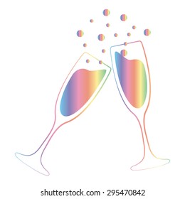 vector illustrations glasses of champagne