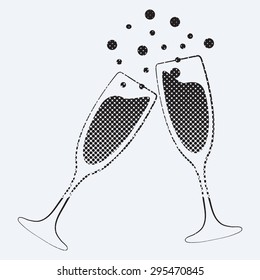 vector illustrations glasses of champagne