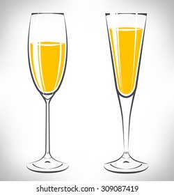 vector illustrations glasses of champagne