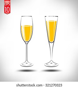 vector illustrations glasses of champagne