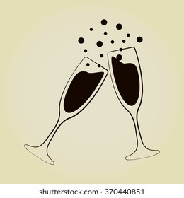 vector illustrations glasses of champagne