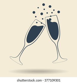vector illustrations glasses of champagne